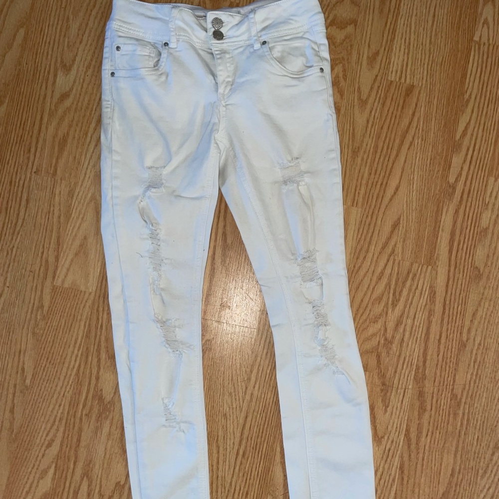 Refuge white ripped skinny jeans